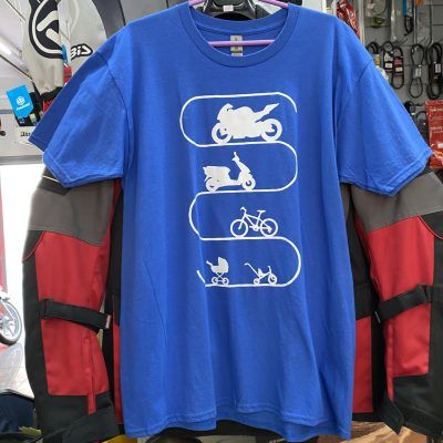 Camiseta azul evolución motera